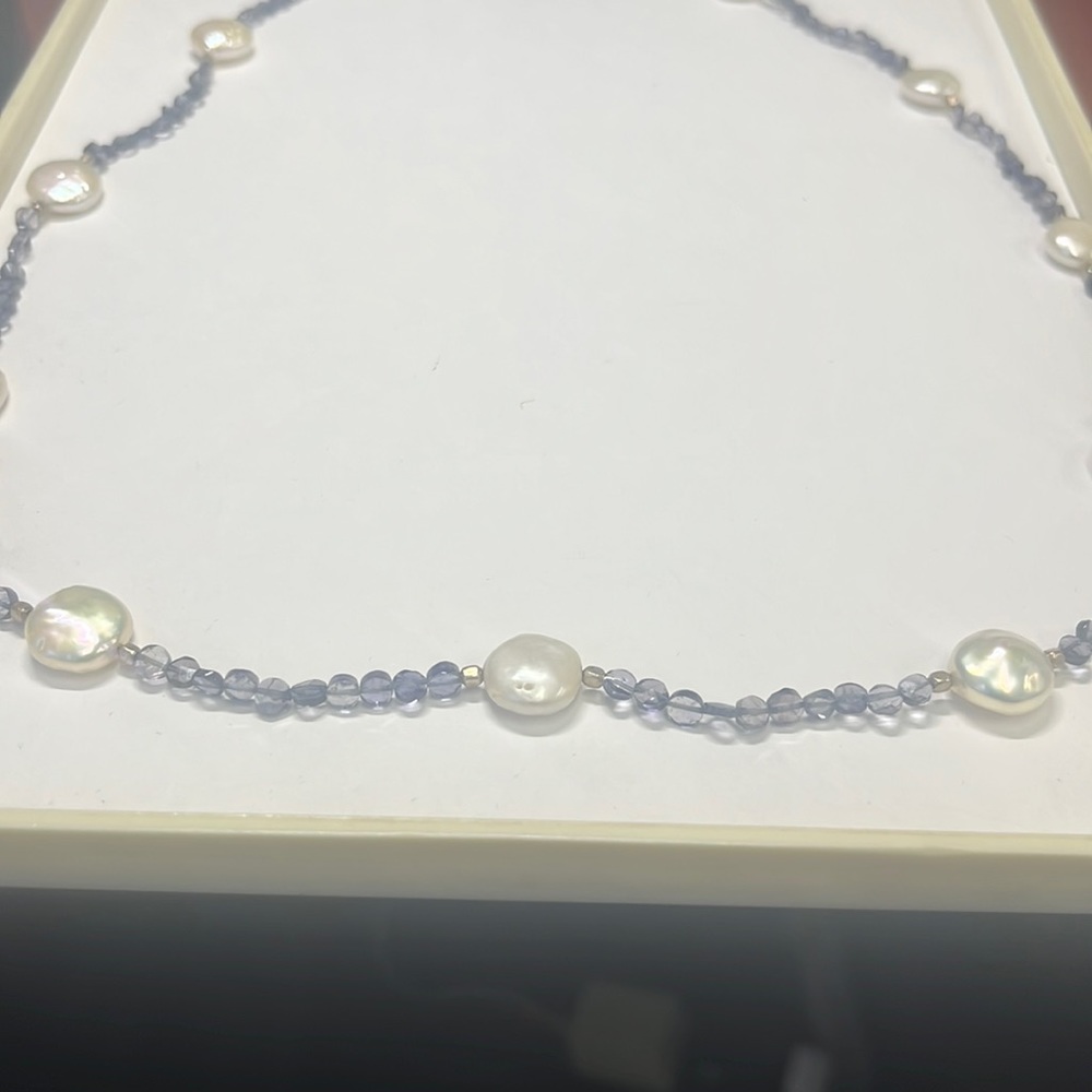 Light Blue with Pearls Necklace